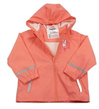 Lososová nepromokavá bunda s jednorožcom a kapucňou lupilu