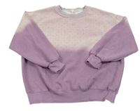 Světlefialovo-fialová oversize mikina s 3D nápisy a kamienkami