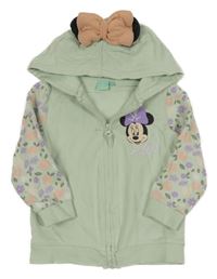 Mentolová propínací mikina s Minnie a kapucí Disney