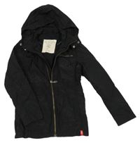 Černá šusťáková jarní parka s odepínací kapucí ESPRIT