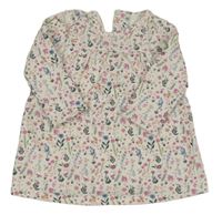 Smotanové teplákové šaty s kvietkami a volánikmi a všitým body PRIMARK