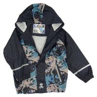 Tmavomodrá nepromokavá bunda s chobotnicemi a kapucí lupilu