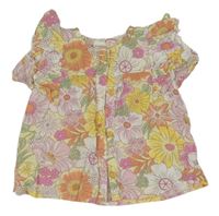 Světležluto-barevná květovaná halenka s volánky H&M