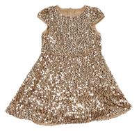 Pudrovo-zlaté zamatové flitrové šaty C&A