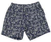 Tmavomodro-bílé kostkované pyžamové kraťasy s raketami POCOPIANO