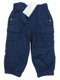Nové - tmavomodré cargo cuff plátěné podšité kalhoty F&F