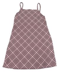 Ružovo-čierno-biele kockované šaty Primark