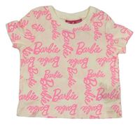 Krémové tričko s nápisy Barbie zn. Primark
