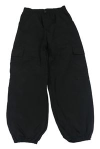 Černé šusťákové cargo cuff kalhoty George
