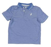 Modré melírované polo tričko s výšivkou F&F