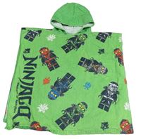 Zelené froté osuškové pončo s Lego Ninjago a kapucňou