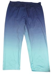 Tmavomodro-azurové ombré sportovní capri funkční legíny Active Touch