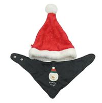 2set - Červená zamatová santovská čapica s Mickeym + antracitový slinták so sněhulákem