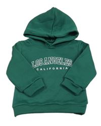 Tmavozelená mikina s nápisom a kapucňou