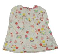 Nové - Smotanové bavlnené šaty s duhami a jednorožcami zn. F&F