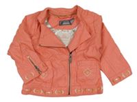 Lososová koženková podšitá bunda s výšivkami Orchestra