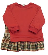 Červeno-kockovaná šatová tunika Shein