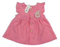 Nové - Ružové vzorované prepínaci šaty s nášivkou