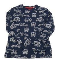 Tmavomodré triko s dopravními prostředky C&A