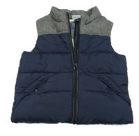 Tmavomodro-tmavosivá šušťáková zateplená vesta F&F