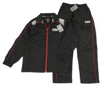 Nové - 2set - Černá šusťáková sportovní bunda s písmeny + kalhoty