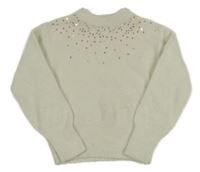 Světlebéžový chlupatý svetr s flitry C&A