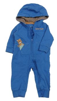 Modrá tepláková kombinéza s medvěďom a kapucňou So Cute