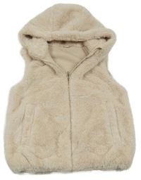 Béžová kožešinová podšitá vesta s kapucí Nutmeg
