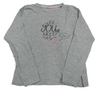 Šedé melírované pyžamové triko s nápisem Alive