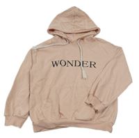 Staroružová mikina s nápisom a kapucňou