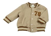 Béžová vzorovaná zateplená prepínaci mikina s číslom Shein