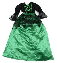 Kostým - Černo-zelené šaty s netopýry