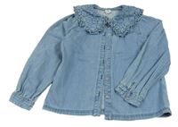 Modrá riflová halenka s límečkem s kamínky River Island