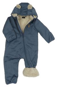 Tmavomodrá softshellová zateplená kombinéza s koalou a kapucňou Name it
