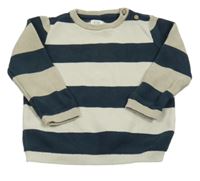 Béžovo-tmavomodrý pruhovaný sveter C&A