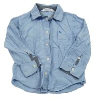 Modrá melírovaná košeľa s výšivkou H&M