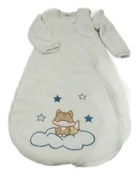 Bílý chlupatý zateplený spací pytel s líškou