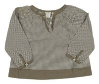 Hnedo-biela kockovaná polo blúzka H&M