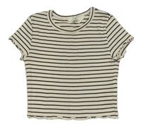 Smetanovo-antracitové pruhované rebrované crop tričko H&M