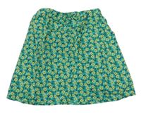Zelená kvetovaná plátenná zavinovací sukňa Zara