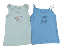 2x košilka - modrá s Tomem a Jerrym + světlemodrá s Frozen