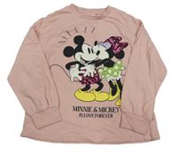 Ružová ľahká mikina s Minnie a Mickeym s flitrami Next