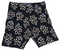 Čierne kvetované elastické kraťasy Primark