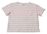 Bielo-ružové pruhované tričko so srdcem H&M