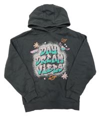 Tmavosivá mikina s nápisom a kapucňou Primark