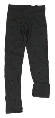 Tmavošedé teplé legíny se srdíčky H&M