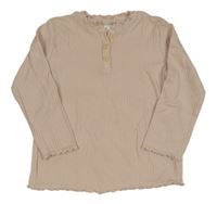 Pudrové rebrované tričko s gombíkmi H&M