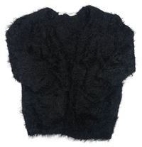 Čierny chlpatý svetrový cardigan H&M