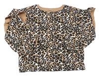 Hnedo-čierna leopardí mikina s volánikmi Matalan