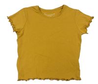 Horčicové rebrované crop tričko PRIMARK